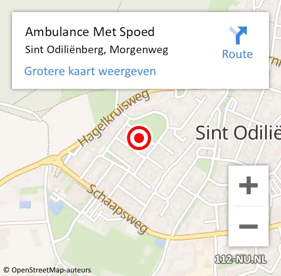 Locatie op kaart van de 112 melding: Ambulance Met Spoed Naar Sint Odiliënberg, Morgenweg op 6 december 2023 04:44