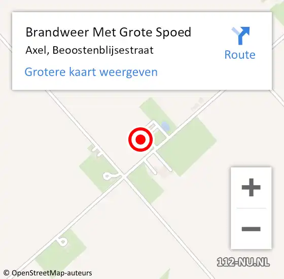 Locatie op kaart van de 112 melding: Brandweer Met Grote Spoed Naar Axel, Beoostenblijsestraat op 6 december 2023 05:59