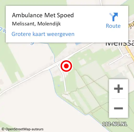 Locatie op kaart van de 112 melding: Ambulance Met Spoed Naar Melissant, Molendijk op 6 december 2023 06:00