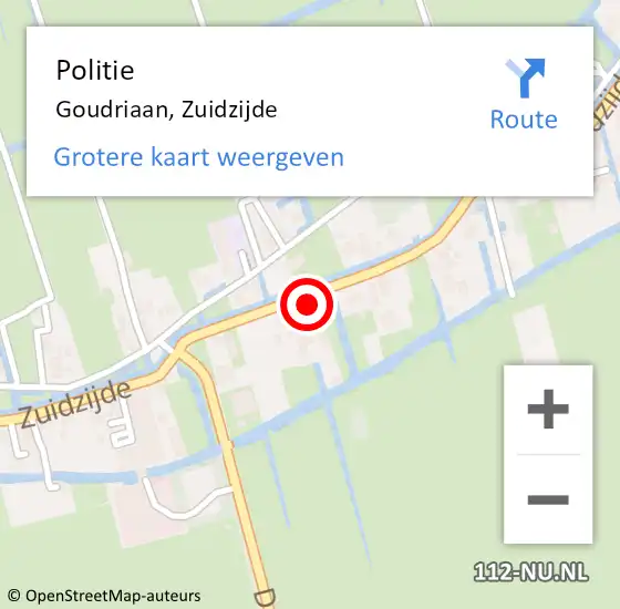 Locatie op kaart van de 112 melding: Politie Goudriaan, Zuidzijde op 6 december 2023 06:16