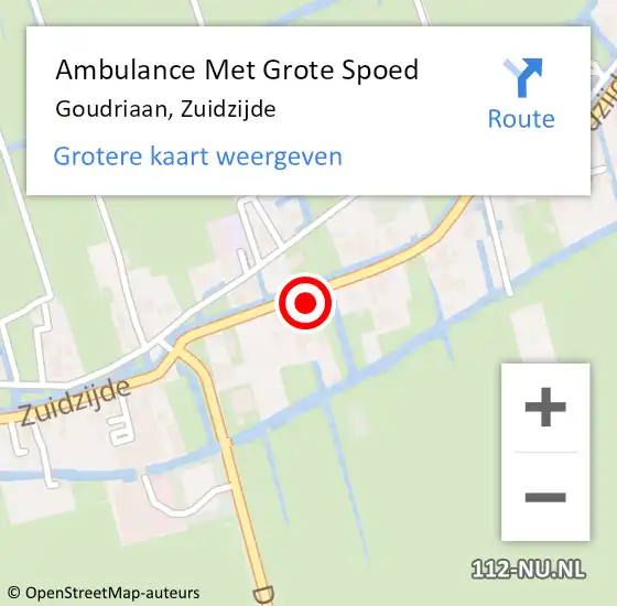 Locatie op kaart van de 112 melding: Ambulance Met Grote Spoed Naar Goudriaan, Zuidzijde op 6 december 2023 06:17