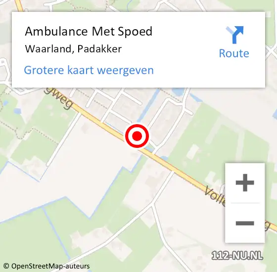 Locatie op kaart van de 112 melding: Ambulance Met Spoed Naar Waarland, Padakker op 6 december 2023 06:44