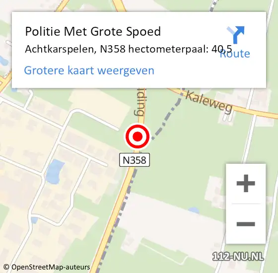 Locatie op kaart van de 112 melding: Politie Met Grote Spoed Naar Achtkarspelen, N358 hectometerpaal: 40,5 op 6 december 2023 06:59