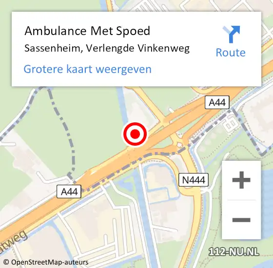 Locatie op kaart van de 112 melding: Ambulance Met Spoed Naar Sassenheim, Verlengde Vinkenweg op 6 december 2023 07:07