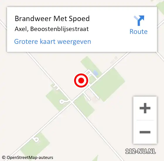 Locatie op kaart van de 112 melding: Brandweer Met Spoed Naar Axel, Beoostenblijsestraat op 6 december 2023 07:47