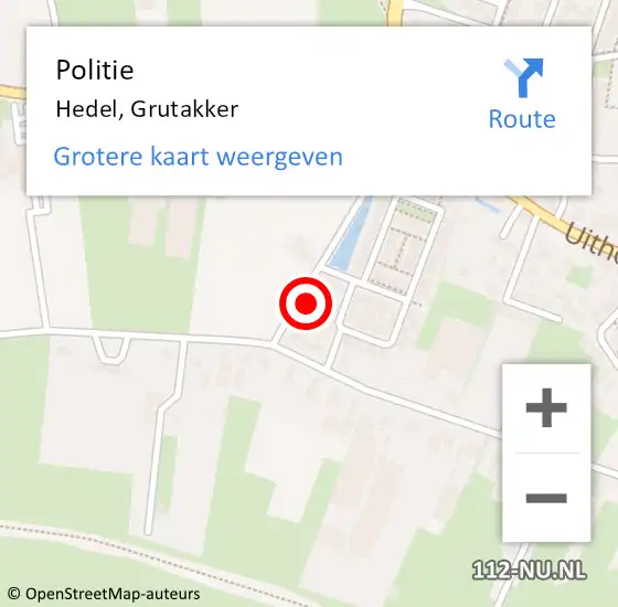 Locatie op kaart van de 112 melding: Politie Hedel, Grutakker op 6 december 2023 07:52