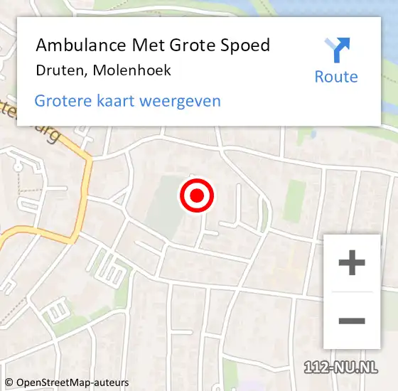 Locatie op kaart van de 112 melding: Ambulance Met Grote Spoed Naar Druten, Molenhoek op 6 december 2023 08:08