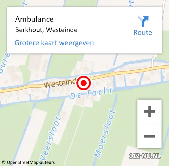 Locatie op kaart van de 112 melding: Ambulance Berkhout, Westeinde op 6 december 2023 08:12