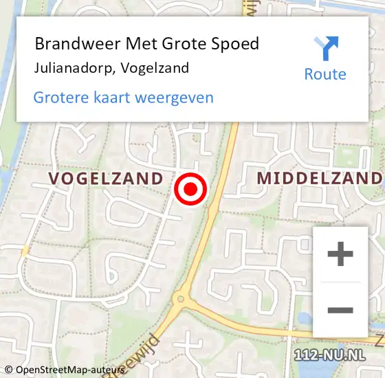 Locatie op kaart van de 112 melding: Brandweer Met Grote Spoed Naar Julianadorp, Vogelzand op 6 december 2023 08:14