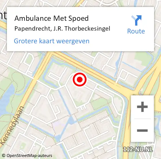 Locatie op kaart van de 112 melding: Ambulance Met Spoed Naar Papendrecht, J.R. Thorbeckesingel op 6 december 2023 08:24