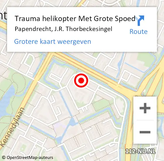 Locatie op kaart van de 112 melding: Trauma helikopter Met Grote Spoed Naar Papendrecht, J.R. Thorbeckesingel op 6 december 2023 08:27