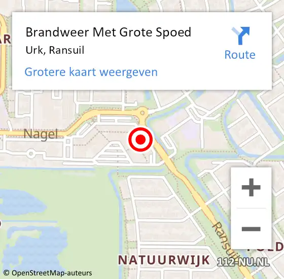 Locatie op kaart van de 112 melding: Brandweer Met Grote Spoed Naar Urk, Ransuil op 6 december 2023 08:34