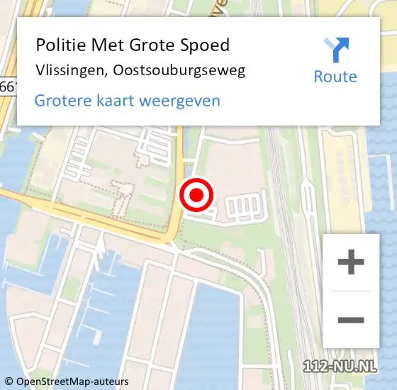 Locatie op kaart van de 112 melding: Politie Met Grote Spoed Naar Vlissingen, Oostsouburgseweg op 6 december 2023 08:36