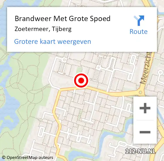 Locatie op kaart van de 112 melding: Brandweer Met Grote Spoed Naar Zoetermeer, Tijberg op 6 december 2023 08:45