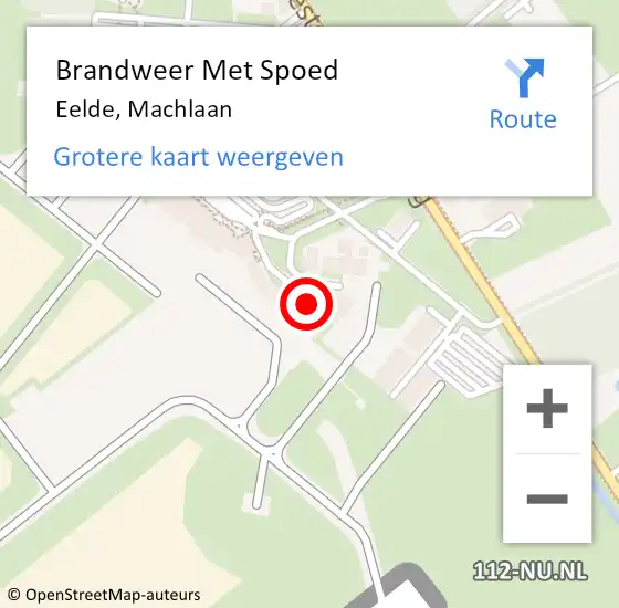 Locatie op kaart van de 112 melding: Brandweer Met Spoed Naar Eelde, Machlaan op 6 december 2023 08:49