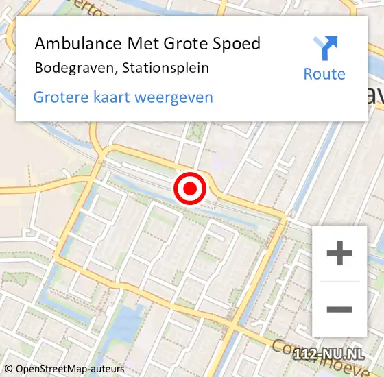 Locatie op kaart van de 112 melding: Ambulance Met Grote Spoed Naar Bodegraven, Stationsplein op 6 december 2023 08:57