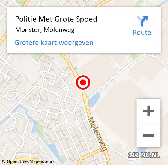 Locatie op kaart van de 112 melding: Politie Met Grote Spoed Naar Monster, Molenweg op 6 december 2023 09:33