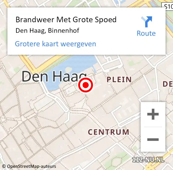 Locatie op kaart van de 112 melding: Brandweer Met Grote Spoed Naar Den Haag, Binnenhof op 6 december 2023 09:33