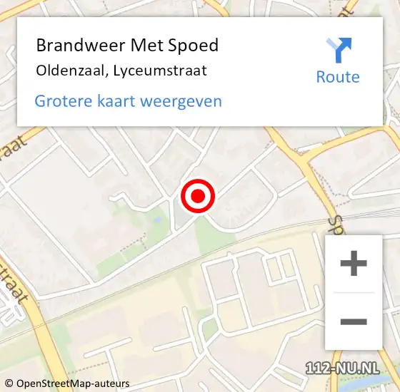 Locatie op kaart van de 112 melding: Brandweer Met Spoed Naar Oldenzaal, Lyceumstraat op 6 december 2023 09:36