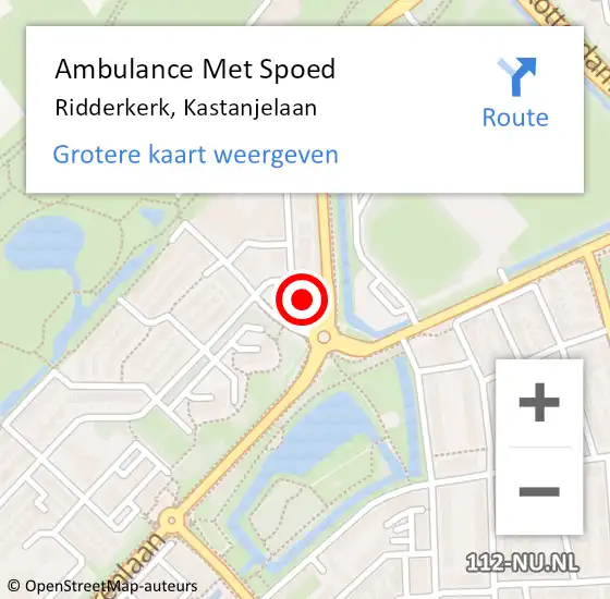 Locatie op kaart van de 112 melding: Ambulance Met Spoed Naar Ridderkerk, Kastanjelaan op 6 december 2023 09:52
