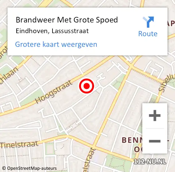 Locatie op kaart van de 112 melding: Brandweer Met Grote Spoed Naar Eindhoven, Lassusstraat op 6 december 2023 09:59