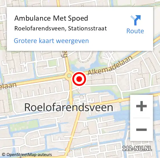 Locatie op kaart van de 112 melding: Ambulance Met Spoed Naar Roelofarendsveen, Stationsstraat op 6 december 2023 10:06