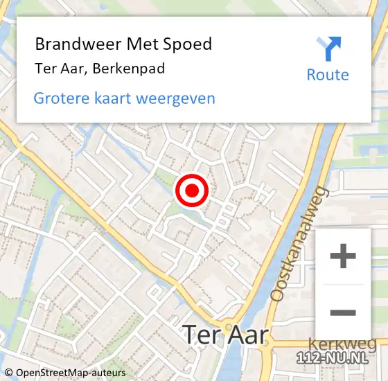 Locatie op kaart van de 112 melding: Brandweer Met Spoed Naar Ter Aar, Berkenpad op 6 december 2023 10:06