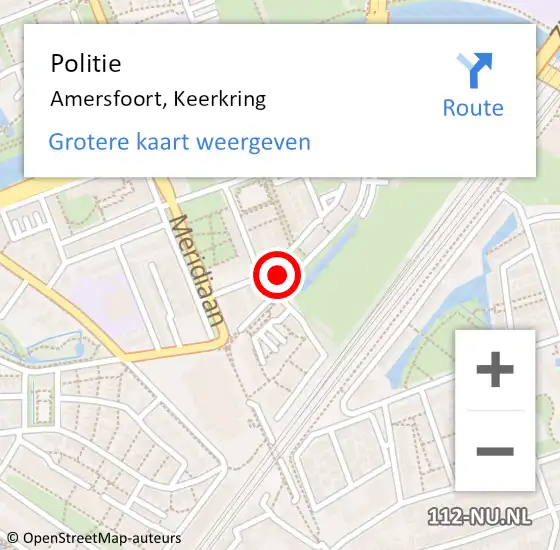 Locatie op kaart van de 112 melding: Politie Amersfoort, Keerkring op 6 december 2023 10:33