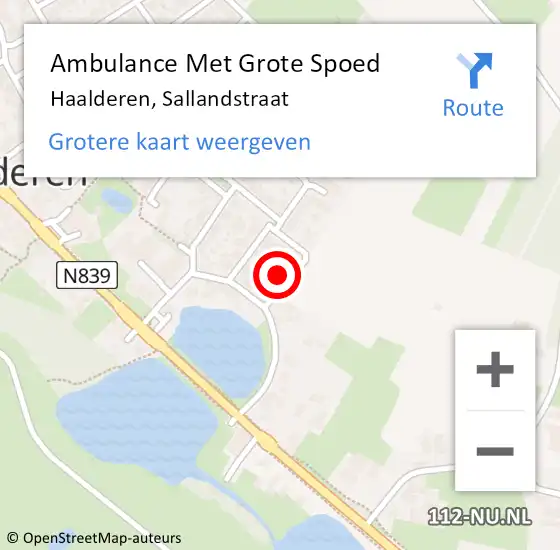 Locatie op kaart van de 112 melding: Ambulance Met Grote Spoed Naar Haalderen, Sallandstraat op 17 september 2014 15:42