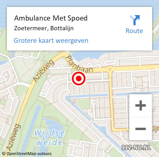 Locatie op kaart van de 112 melding: Ambulance Met Spoed Naar Zoetermeer, Bottalijn op 6 december 2023 10:43