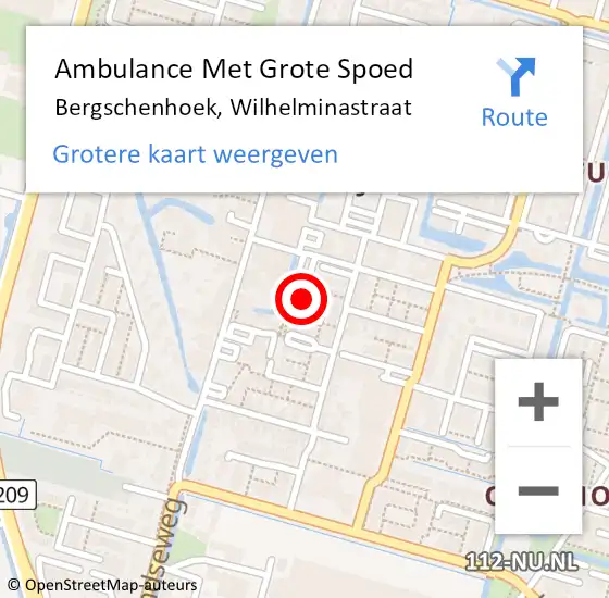 Locatie op kaart van de 112 melding: Ambulance Met Grote Spoed Naar Bergschenhoek, Wilhelminastraat op 6 december 2023 10:52