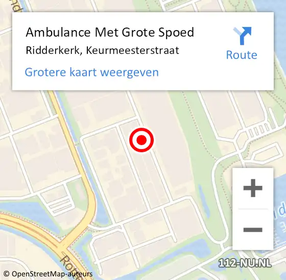 Locatie op kaart van de 112 melding: Ambulance Met Grote Spoed Naar Ridderkerk, Keurmeesterstraat op 6 december 2023 10:52