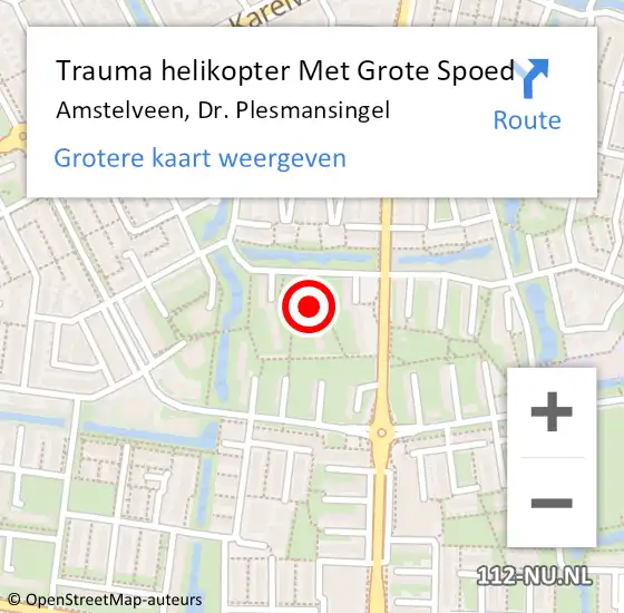 Locatie op kaart van de 112 melding: Trauma helikopter Met Grote Spoed Naar Amstelveen, Dr. Plesmansingel op 6 december 2023 10:57