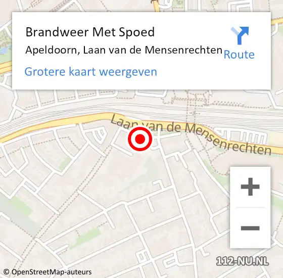 Locatie op kaart van de 112 melding: Brandweer Met Spoed Naar Apeldoorn, Laan van de Mensenrechten op 6 december 2023 11:12