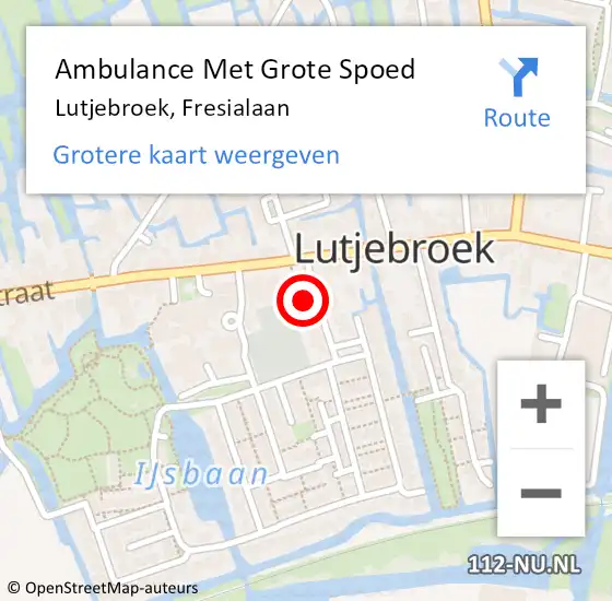 Locatie op kaart van de 112 melding: Ambulance Met Grote Spoed Naar Lutjebroek, Fresialaan op 6 december 2023 11:15