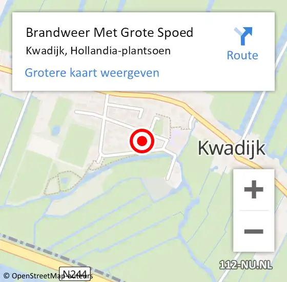 Locatie op kaart van de 112 melding: Brandweer Met Grote Spoed Naar Kwadijk, Hollandia-plantsoen op 6 december 2023 11:22