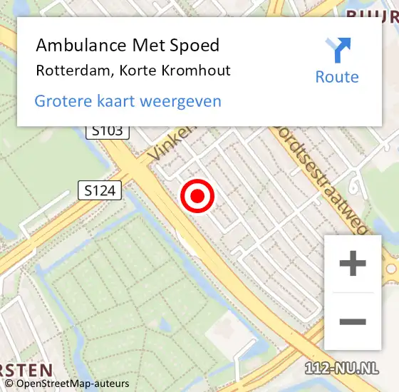 Locatie op kaart van de 112 melding: Ambulance Met Spoed Naar Rotterdam, Korte Kromhout op 6 december 2023 11:24