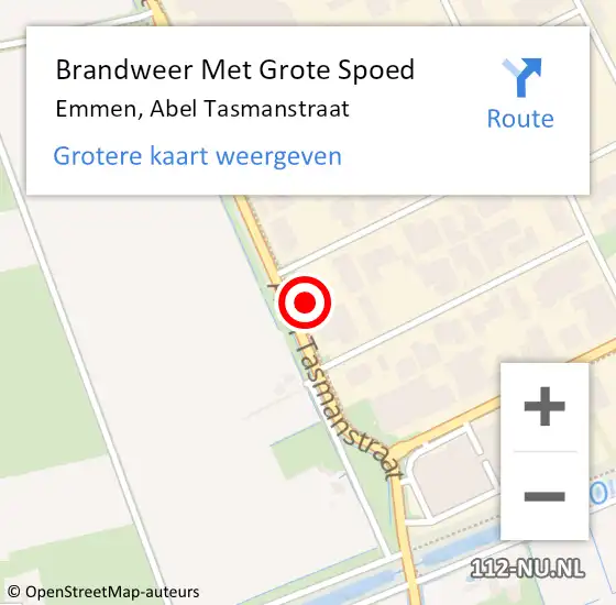 Locatie op kaart van de 112 melding: Brandweer Met Grote Spoed Naar Emmen, Abel Tasmanstraat op 6 december 2023 11:44