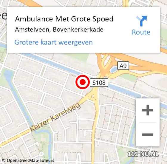 Locatie op kaart van de 112 melding: Ambulance Met Grote Spoed Naar Amstelveen, Bovenkerkerkade op 6 december 2023 11:44