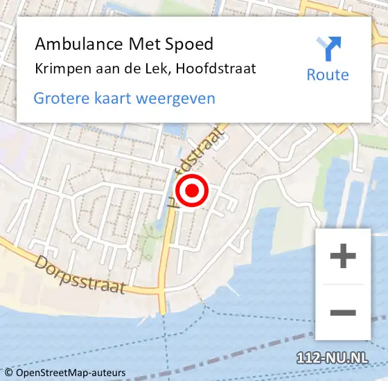 Locatie op kaart van de 112 melding: Ambulance Met Spoed Naar Krimpen aan de Lek, Hoofdstraat op 6 december 2023 11:45