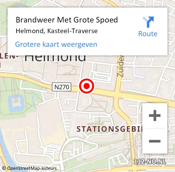 Locatie op kaart van de 112 melding: Brandweer Met Grote Spoed Naar Helmond, Kasteel-Traverse op 6 december 2023 11:46