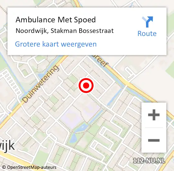 Locatie op kaart van de 112 melding: Ambulance Met Spoed Naar Noordwijk, Stakman Bossestraat op 6 december 2023 11:58