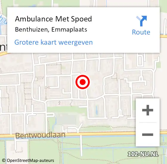 Locatie op kaart van de 112 melding: Ambulance Met Spoed Naar Benthuizen, Emmaplaats op 6 december 2023 12:04