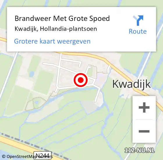 Locatie op kaart van de 112 melding: Brandweer Met Grote Spoed Naar Kwadijk, Hollandia-plantsoen op 6 december 2023 12:07