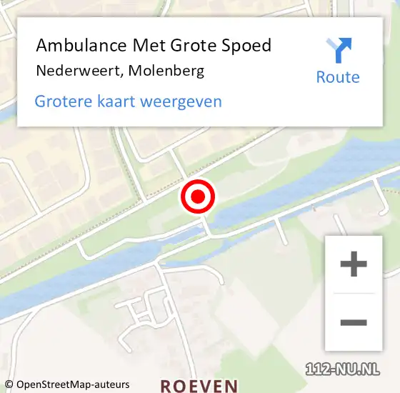 Locatie op kaart van de 112 melding: Ambulance Met Grote Spoed Naar Nederweert, Molenberg op 6 december 2023 12:11