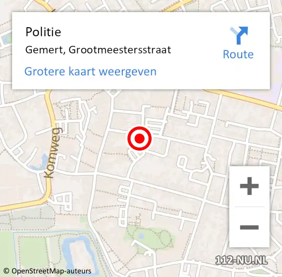 Locatie op kaart van de 112 melding: Politie Gemert, Grootmeestersstraat op 6 december 2023 12:13