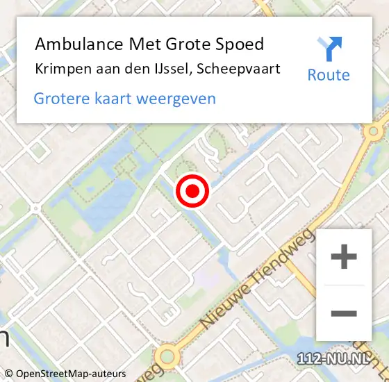 Locatie op kaart van de 112 melding: Ambulance Met Grote Spoed Naar Krimpen aan den IJssel, Scheepvaart op 6 december 2023 12:15