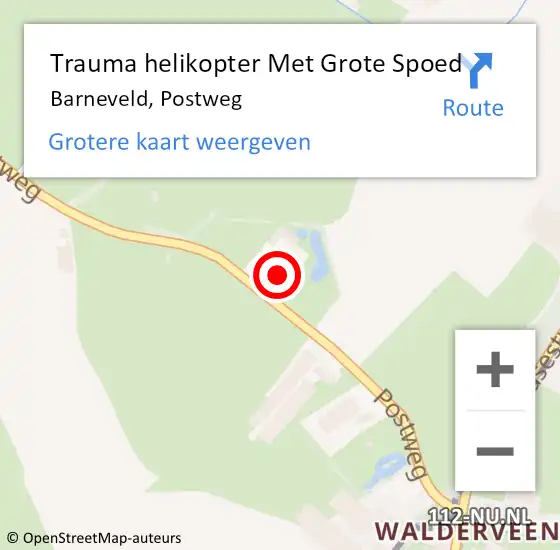 Locatie op kaart van de 112 melding: Trauma helikopter Met Grote Spoed Naar Barneveld, Postweg op 6 december 2023 12:16