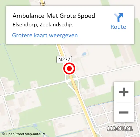 Locatie op kaart van de 112 melding: Ambulance Met Grote Spoed Naar Elsendorp, Zeelandsedijk op 17 september 2014 15:56