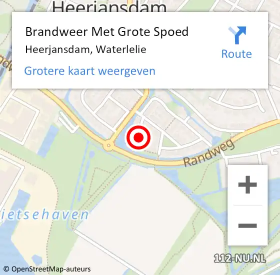 Locatie op kaart van de 112 melding: Brandweer Met Grote Spoed Naar Heerjansdam, Waterlelie op 6 december 2023 12:46